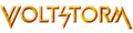 Logo of 'VOLTSTORM' with a metallic gold color on a white background